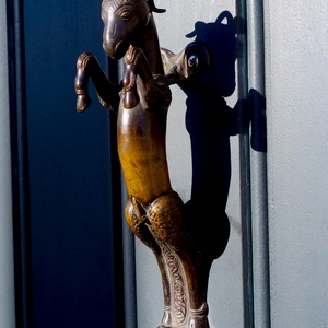 Photo d'un heurtoir en forme de chèvre dressée sur ses pattes arrières - Pays-Bas  - collection de photos clin d'oeil, catégorie portes